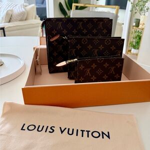 Louis Vuitton Brown and Tan Monogram Pouch Trio